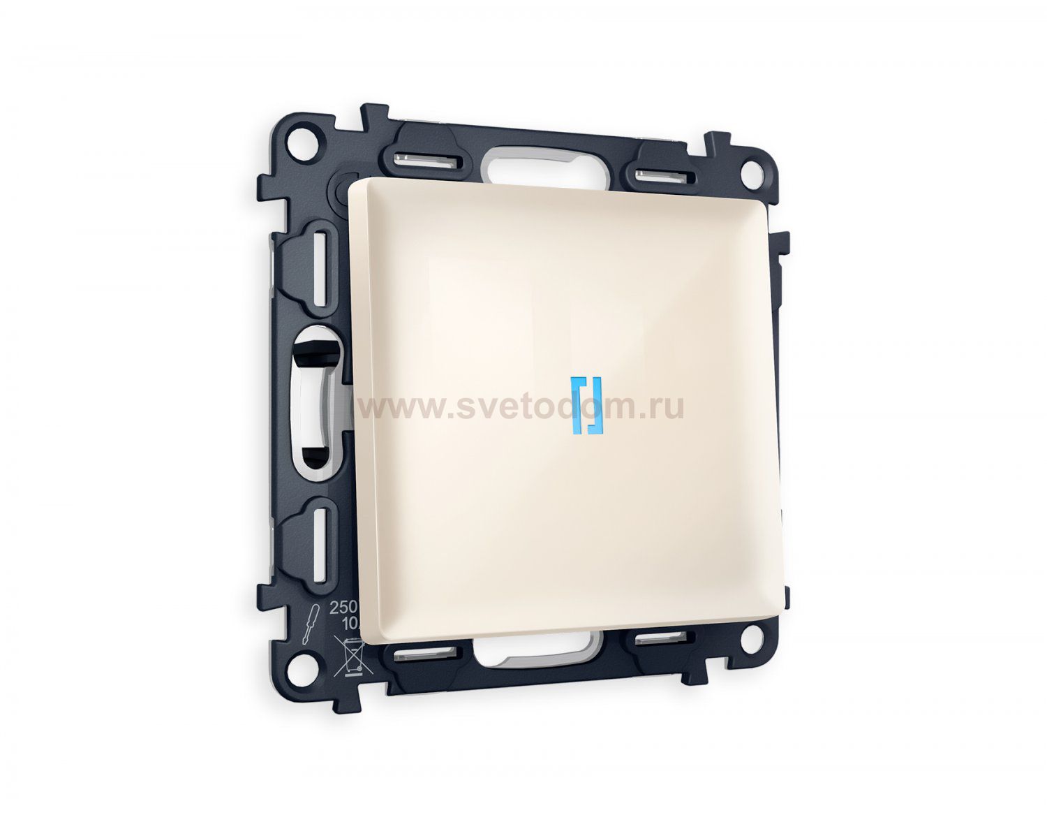 Комплект механизма 1-клавишного проходного выключателя с подсветкой 10000K ALFA MA302040 Бежевый глянец QUANT Ambrella Volt