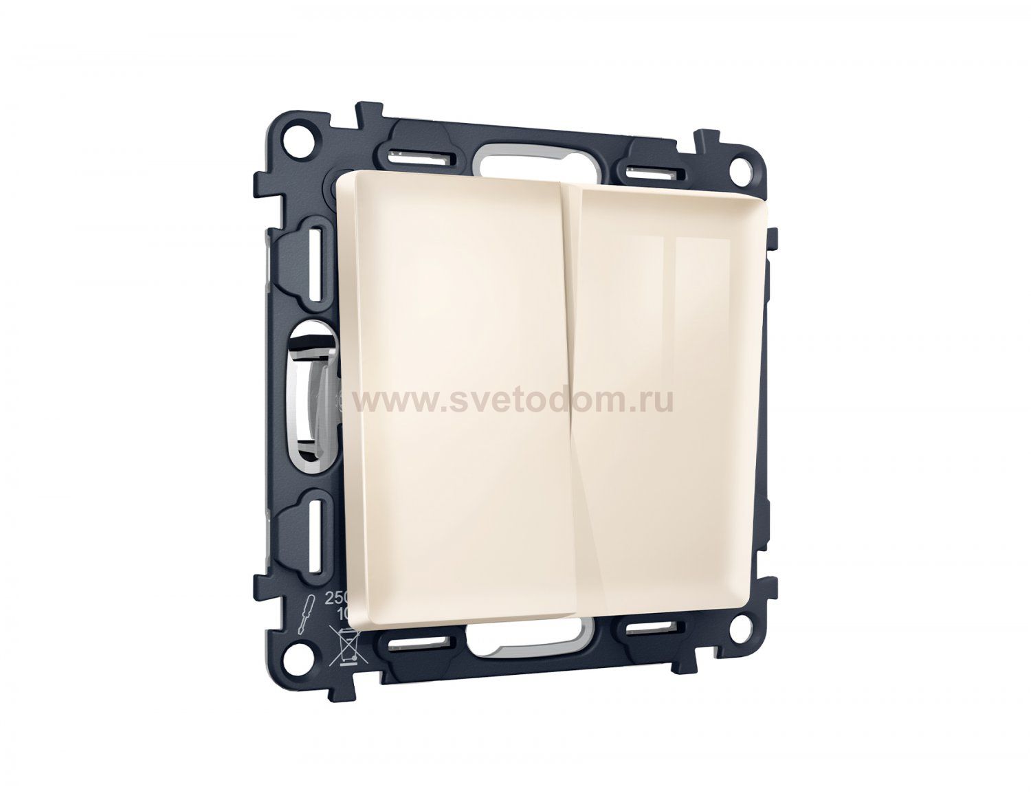 Комплект механизма 2-клавишного выключателя ALFA MA303010 Бежевый глянец QUANT Ambrella Volt