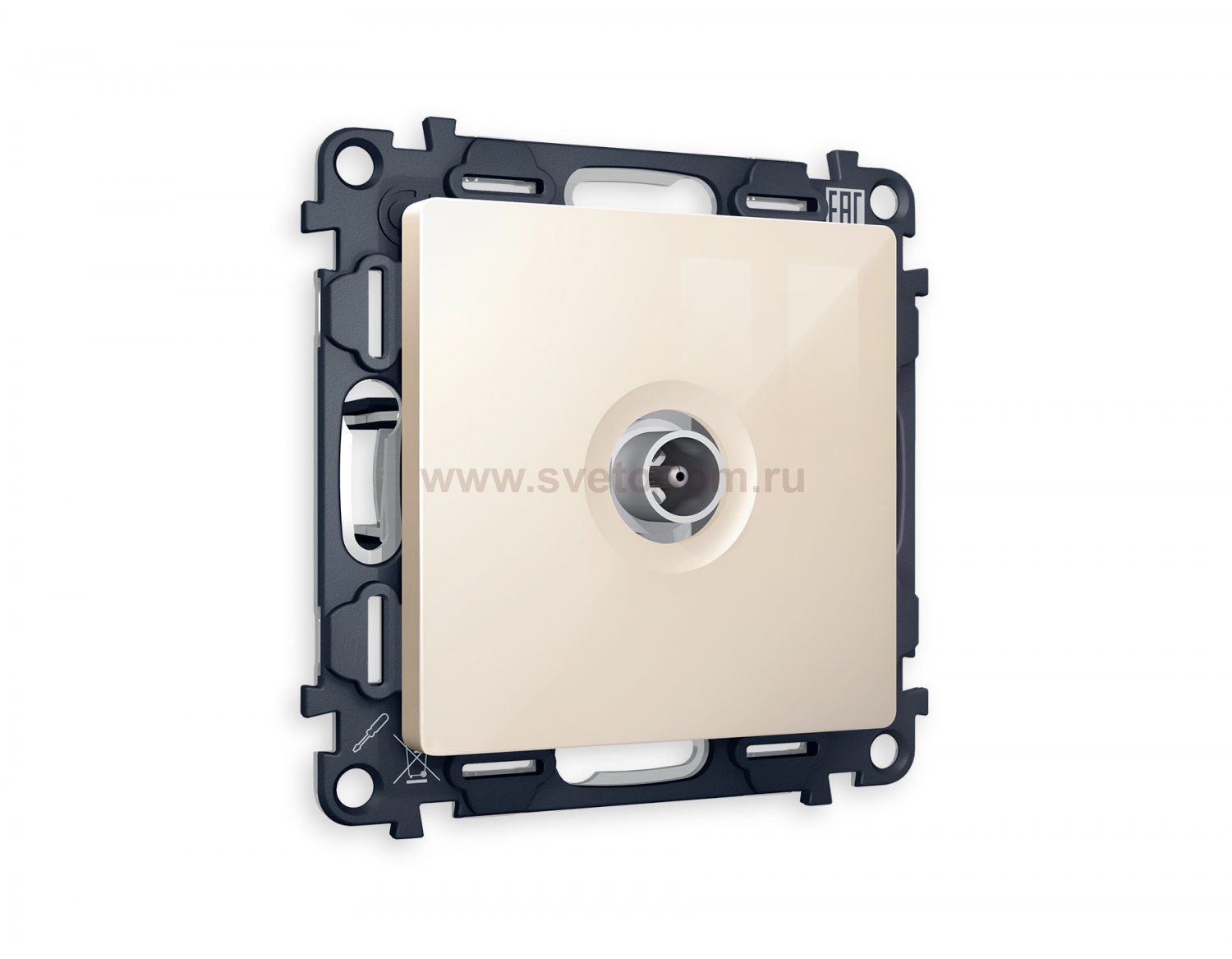 Комплект механизма TV розетки оконечной ALFA MA313010 Бежевый глянец 50-870 MHz 1dB QUANT Ambrella Volt