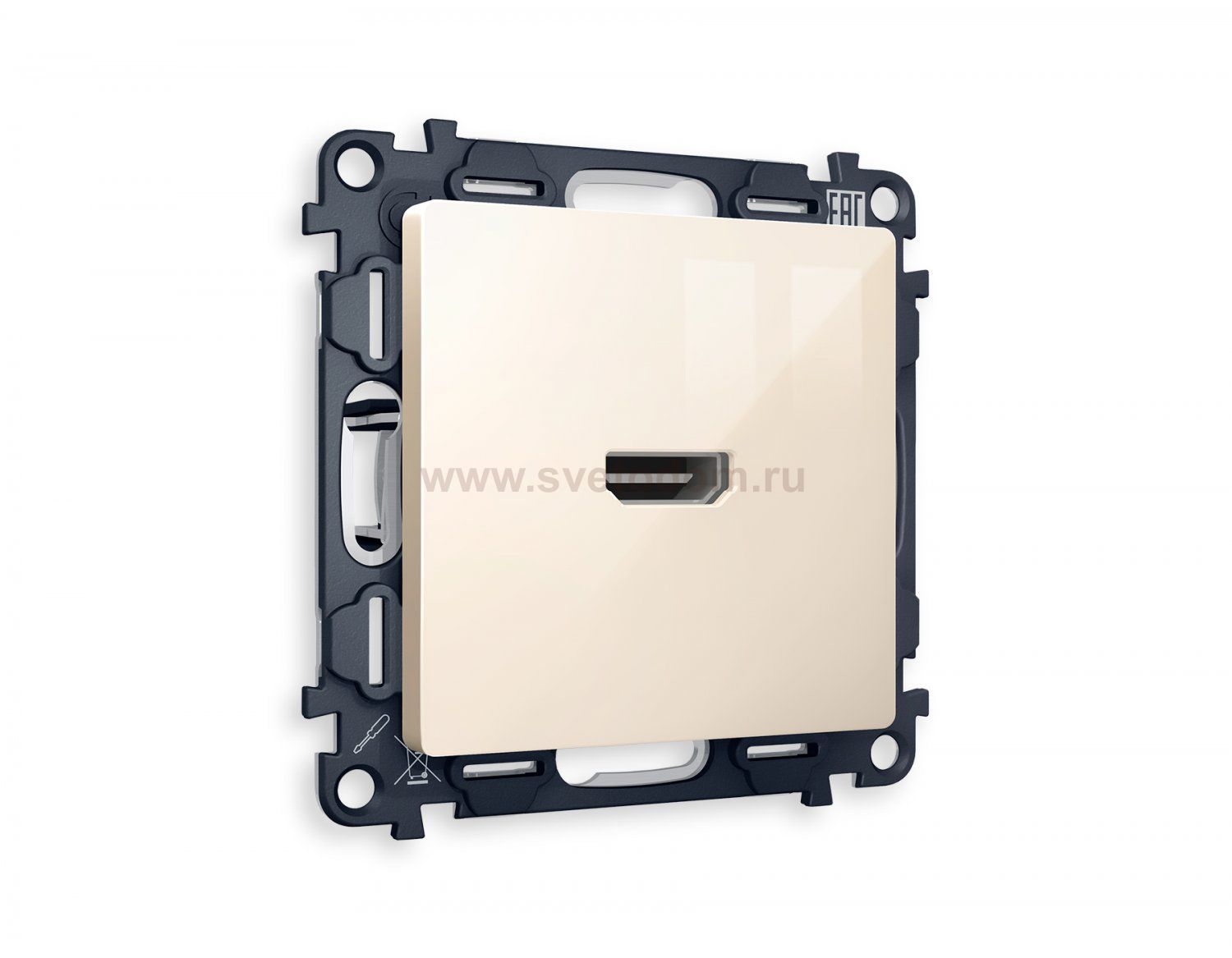 Комплект механизма розетки HDMI 2.0 ALFA MA314010 Бежевый глянец 40V/500mA 2.0GHz 5-18Gbit/s QUANT Ambrella Volt