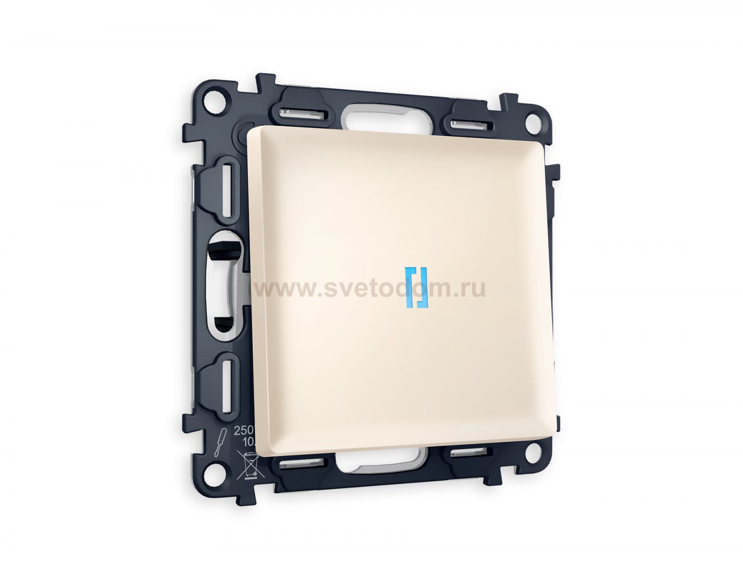 Комплект механизма 1-клавишного проходного выключателя с подсветкой 10000K ALFA MA322040 Бежевый матовый QUANT Ambrella Volt