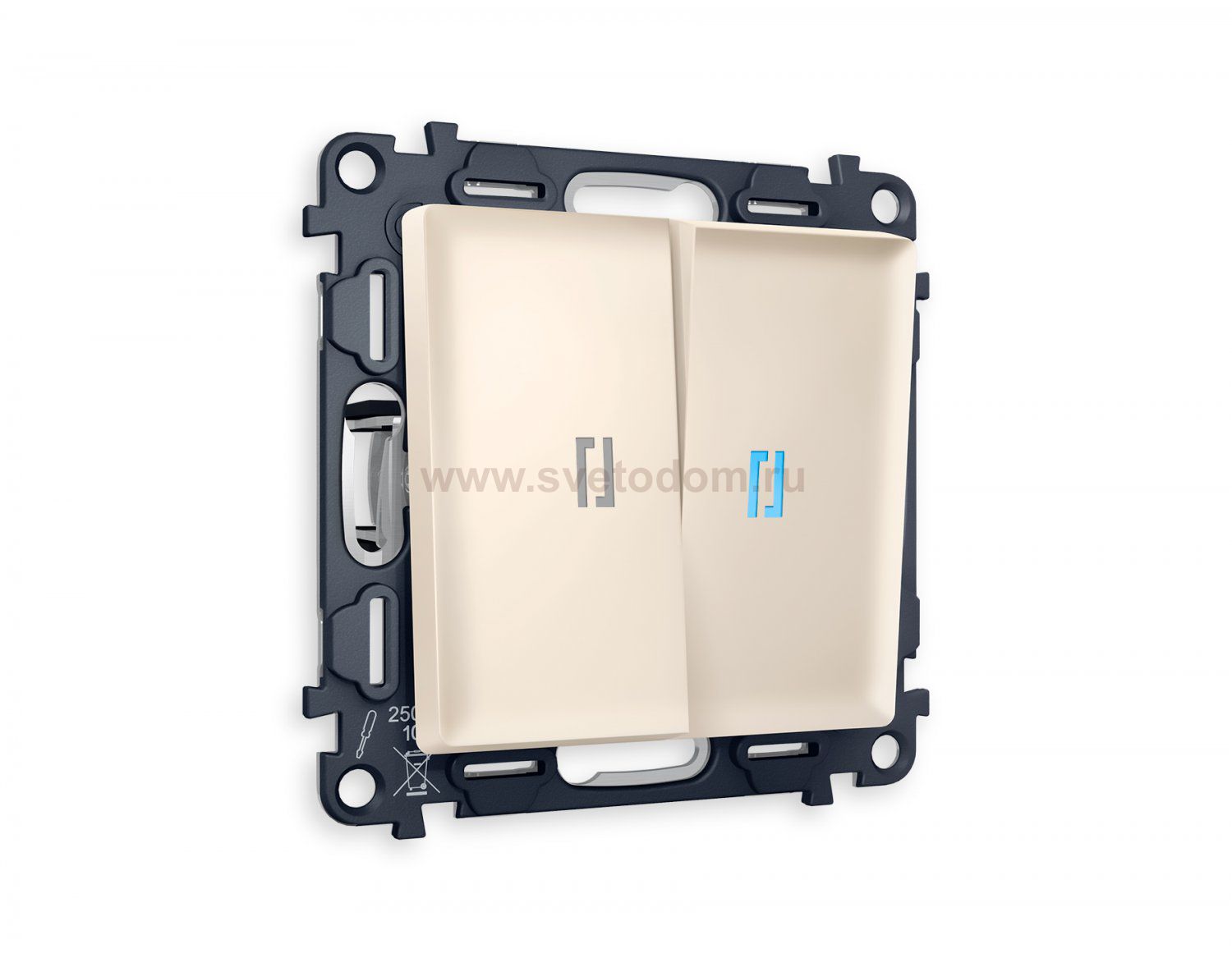 Комплект механизма 2-клавишного выключателя с подсветкой 10000K ALFA MA324020 Бежевый матовый QUANT Ambrella Volt