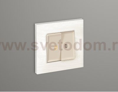 Комплект механизма 2-клавишного проходного выключателя с подсветкой 3200K ALFA MA324030 Бежевый матовый QUANT Ambrella Volt
