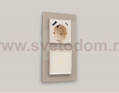 Комплект механизма электрической розетки ALFA MA330010 Бежевый матовый 2USB A+C 20W быстрая зарядка с заземлением со шторками 2P+E 16A-250V QUANT Ambrella Volt