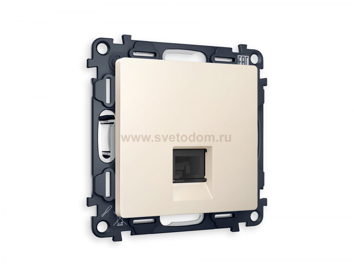 Комплект механизма компьютерной розетки ALFA MA332010 Бежевый матовый RJ-45(8P8C) CAT6 с защитной шторкой QUANT Ambrella Volt