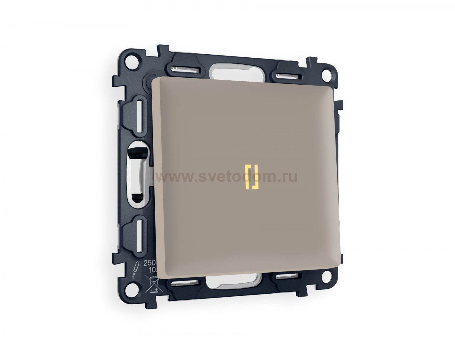 Комплект механизма 1-клавишного проходного выключателя с подсветкой 3200K ALFA MA362030 Серо-бежевый матовый QUANT Ambrella Volt