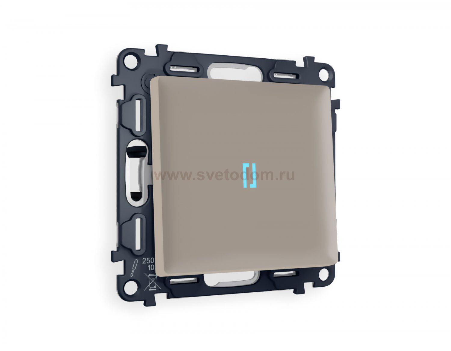 Комплект механизма 1-клавишного проходного выключателя с подсветкой 10000K ALFA MA362040 Серо-бежевый матовый QUANT Ambrella Volt