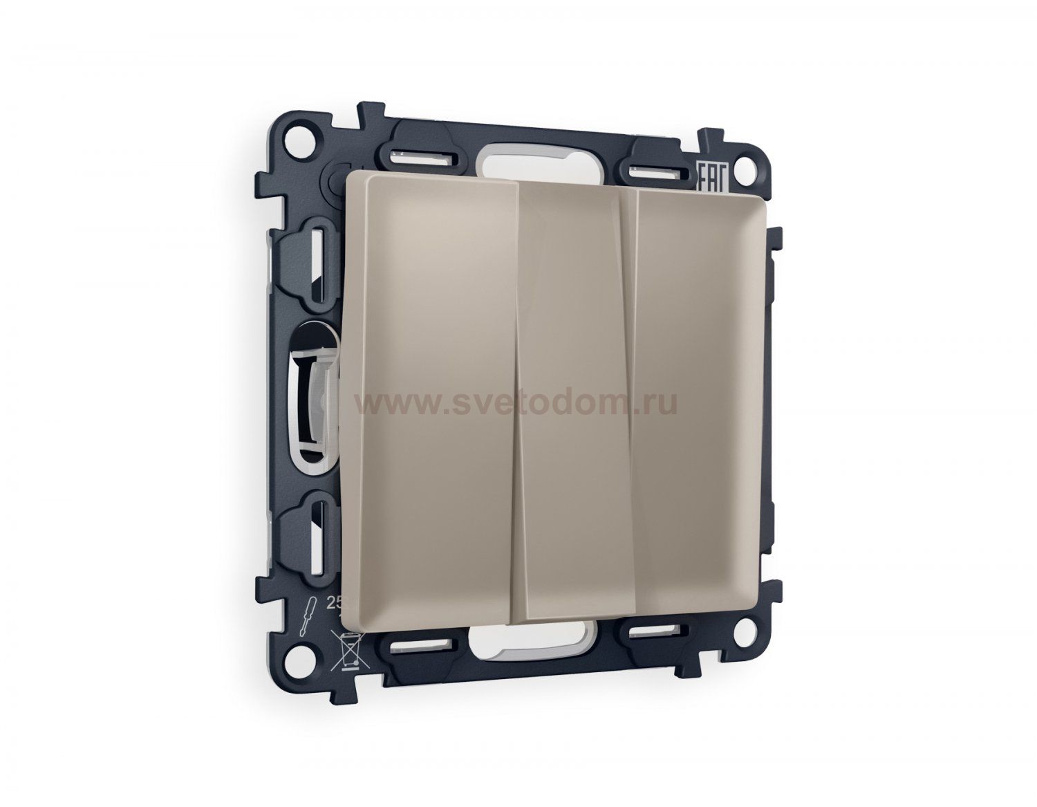 Комплект механизма 3-клавишного выключателя ALFA MA365010 Серо-бежевый матовый QUANT Ambrella Volt