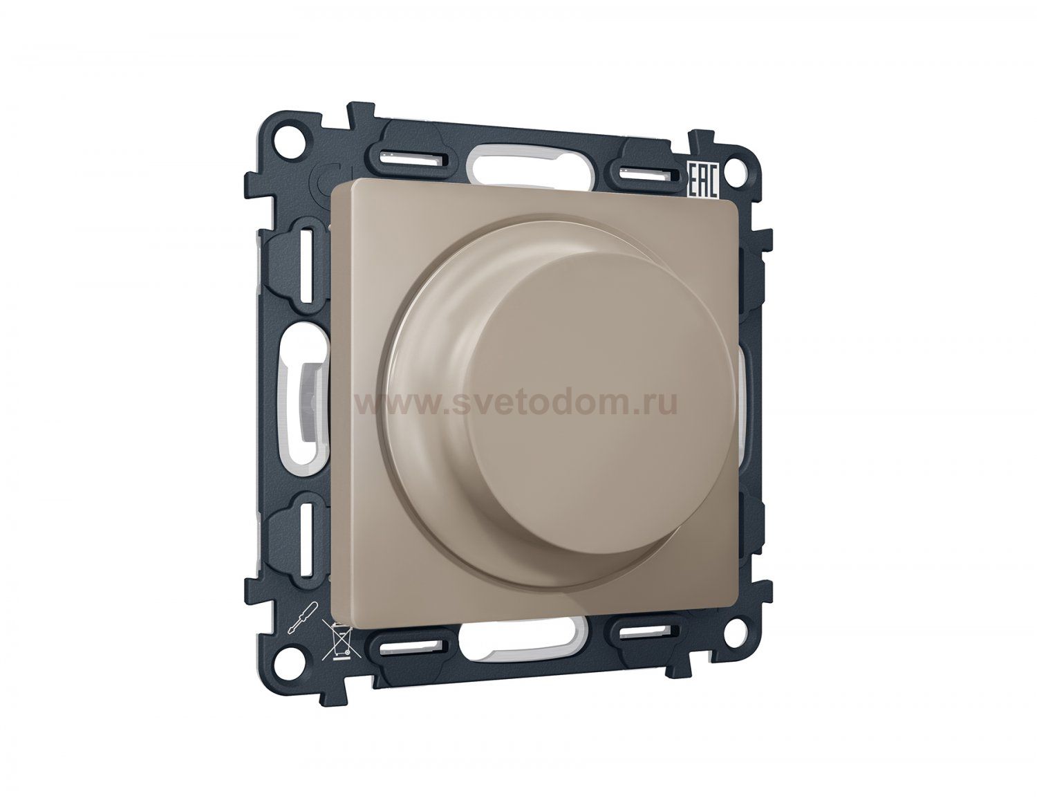 Комплект механизма светорегулятора универсального поворотно-нажимного ALFA MA365510 Серо-бежевый матовый 25-600W/LED 5-300W QUANT Ambrella Volt