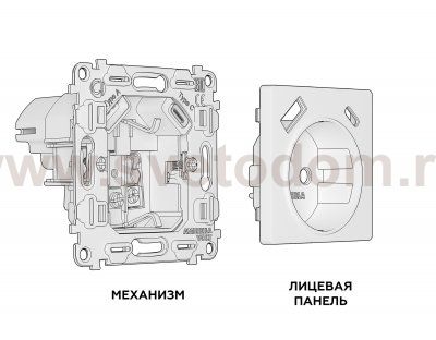 Комплект механизма электрической розетки ALFA MA370010 Серо-бежевый матовый 2USB A+C 20W быстрая зарядка с заземлением со шторками 2P+E 16A-250V QUANT Ambrella Volt