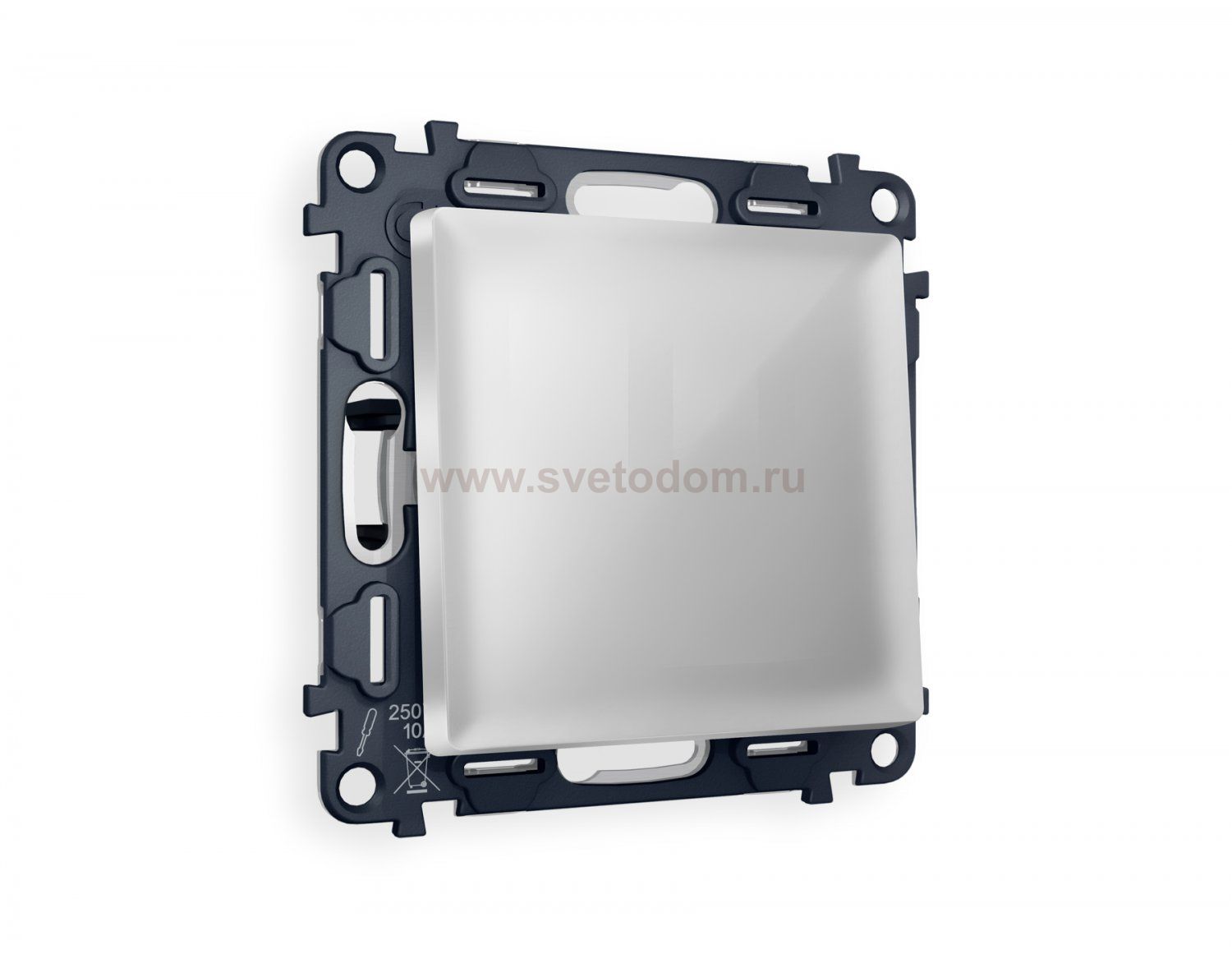 Комплект механизма 1-клавишного проходного выключателя ALFA MA401020 Серебро глянец QUANT Ambrella Volt