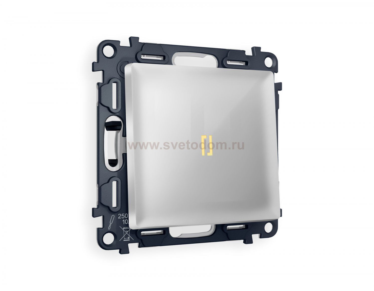 Комплект механизма 1-клавишного выключателя с подсветкой 3200K ALFA MA402010 Серебро глянец QUANT Ambrella Volt