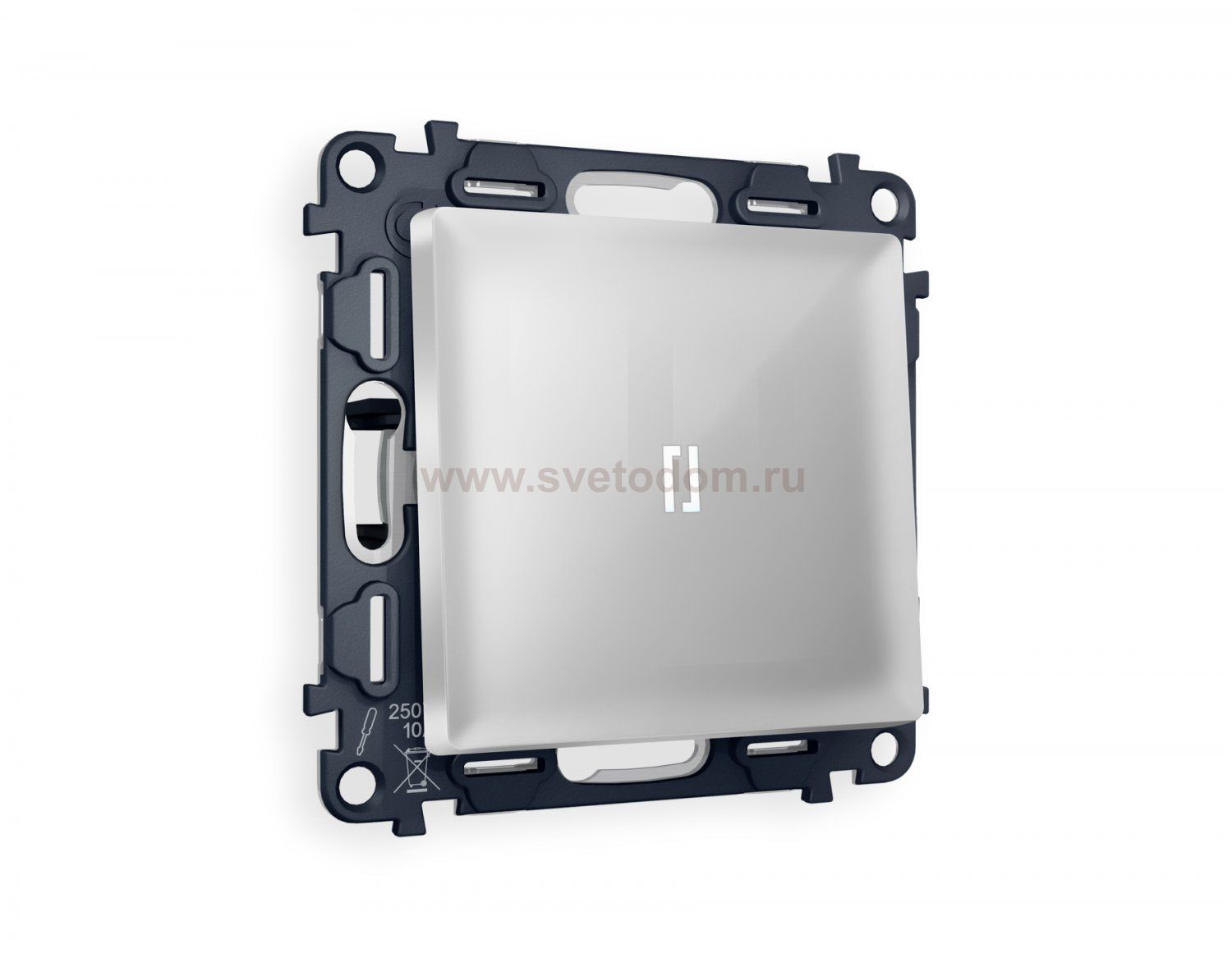 Комплект механизма 1-клавишного выключателя с подсветкой 5600K ALFA MA402015 Серебро глянец QUANT Ambrella Volt