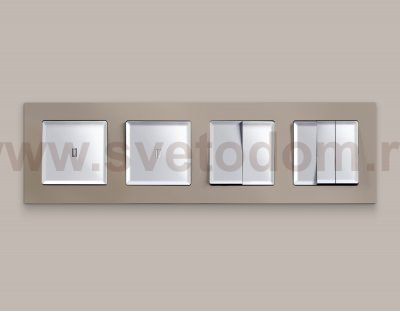 Комплект механизма 1-клавишного проходного выключателя с подсветкой 5600K ALFA MA402035 Серебро глянец QUANT Ambrella Volt