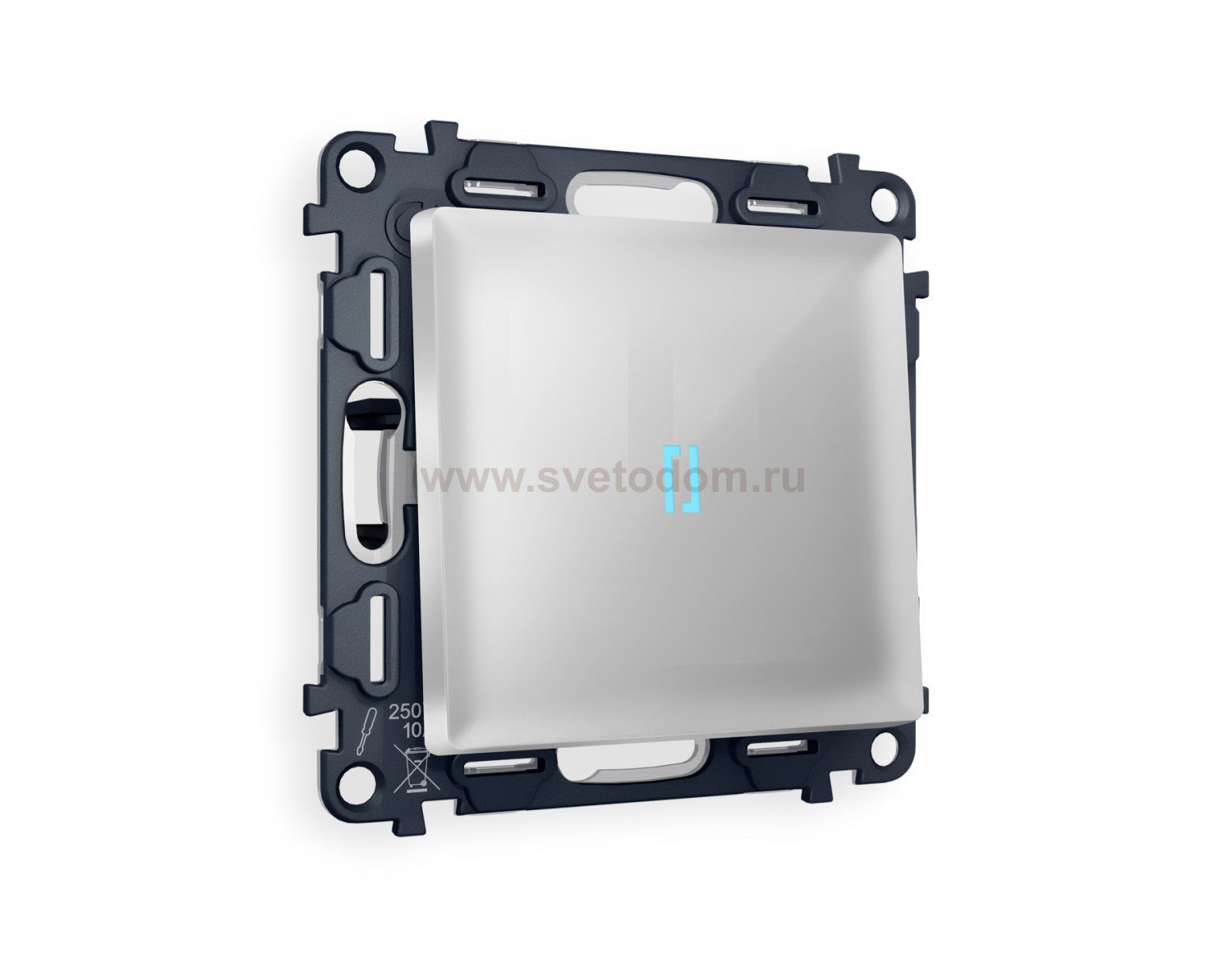 Комплект механизма 1-клавишного проходного выключателя с подсветкой 10000K ALFA MA402040 Серебро глянец QUANT Ambrella Volt