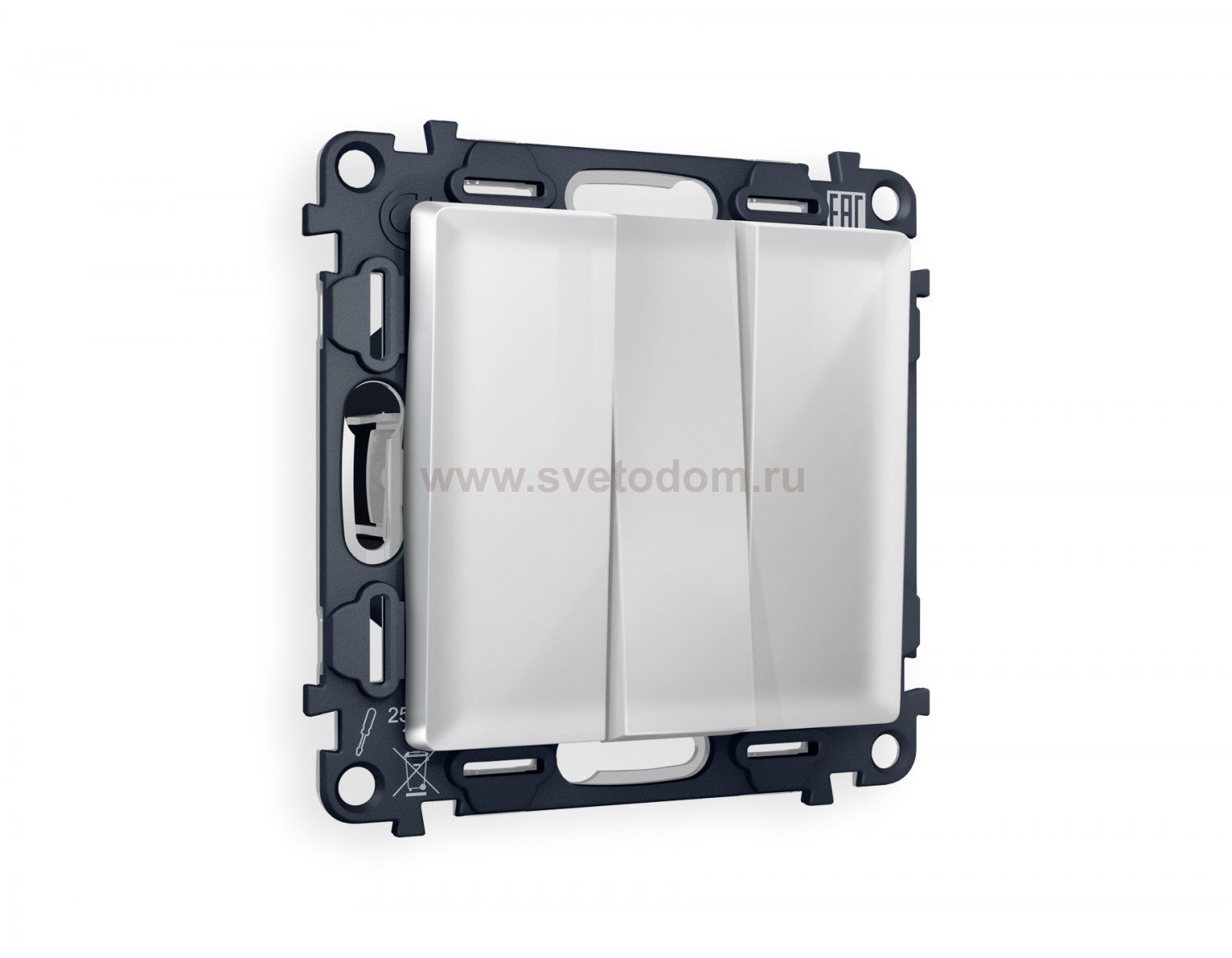 Комплект механизма 3-клавишного выключателя ALFA MA405010 Серебро глянец QUANT Ambrella Volt