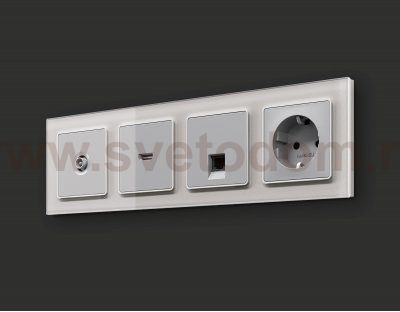 Комплект механизма телефонной розетки ALFA MA412030 Серебро глянец RJ-11(4P4C) с защитной шторкой QUANT Ambrella Volt