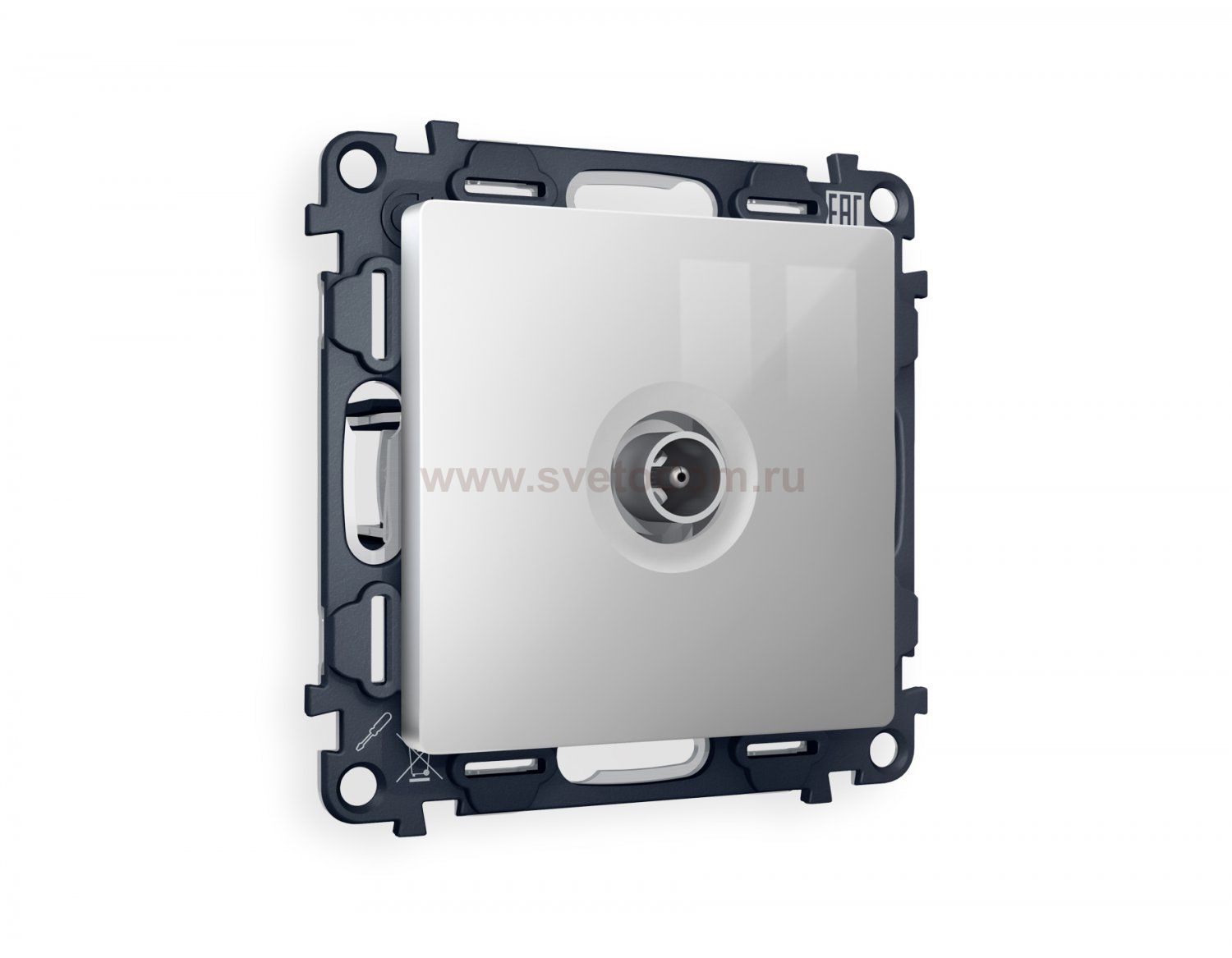 Комплект механизма TV розетки проходной ALFA MA413030 Серебро глянец 5-1000 MHz 4dB QUANT Ambrella Volt