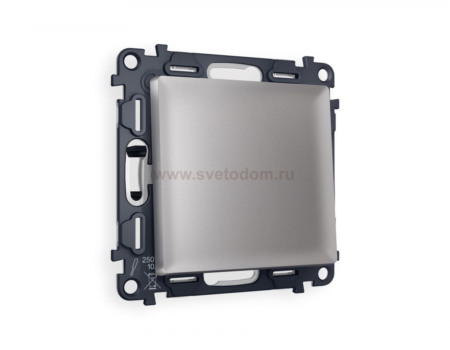 Комплект механизма 1-клавишного проходного выключателя ALFA MA501020 Сталь матовый QUANT Ambrella Volt