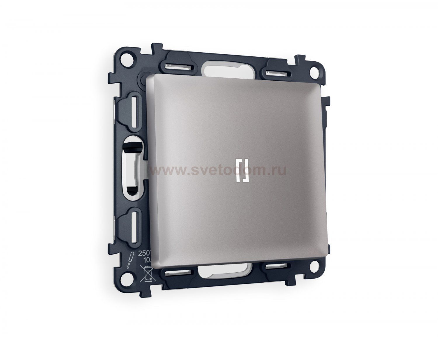 Комплект механизма 1-клавишного проходного выключателя с подсветкой 5600K ALFA MA502035 Сталь матовый QUANT Ambrella Volt