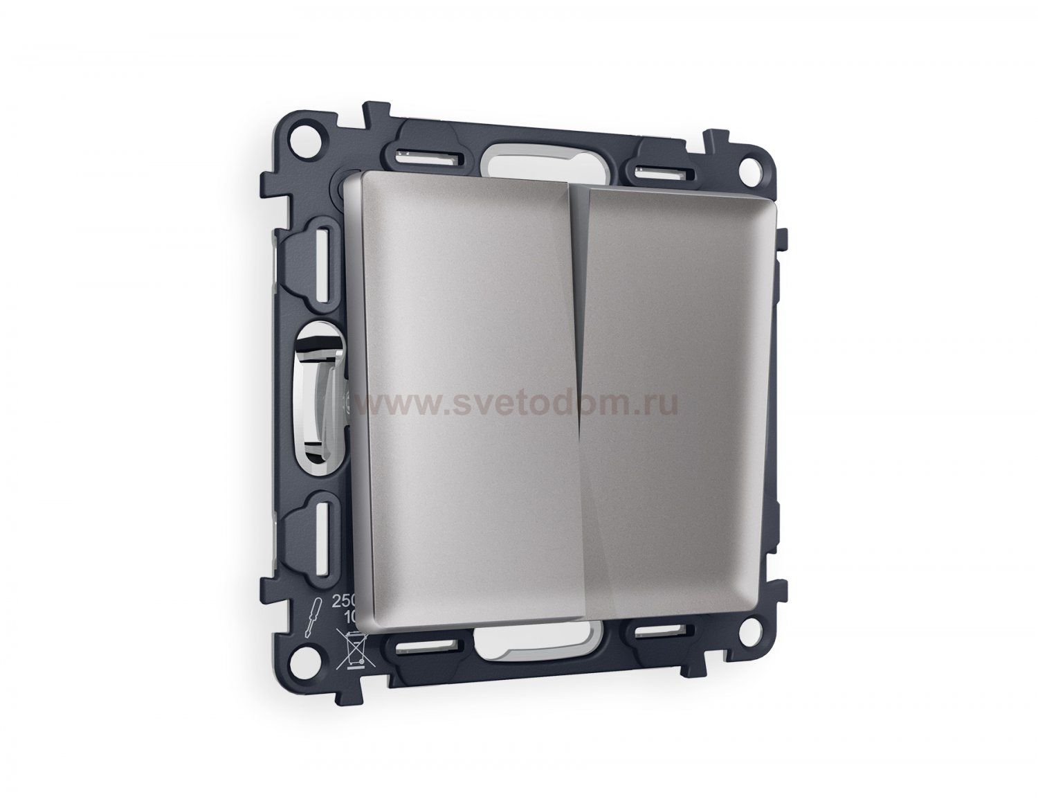 Комплект механизма 2-клавишного проходного выключателя ALFA MA503020 Сталь матовый QUANT Ambrella Volt