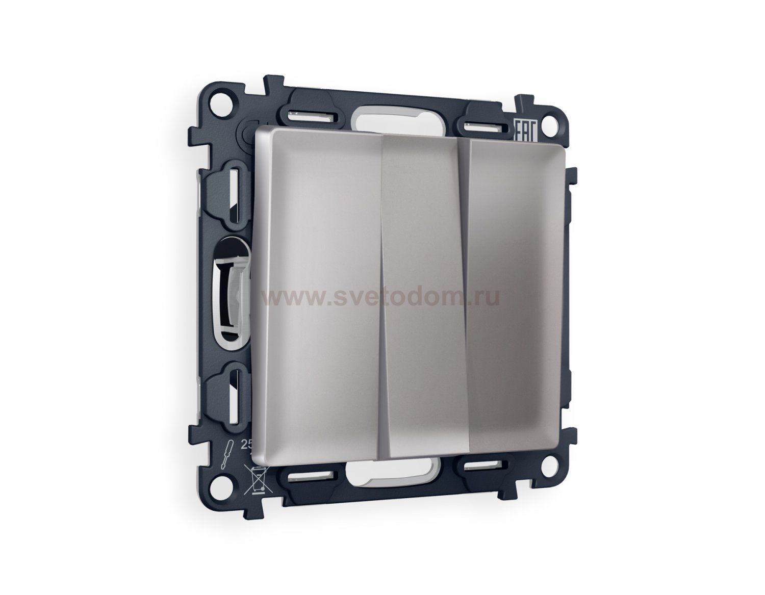 Комплект механизма 3-клавишного выключателя ALFA MA505010 Сталь матовый QUANT Ambrella Volt