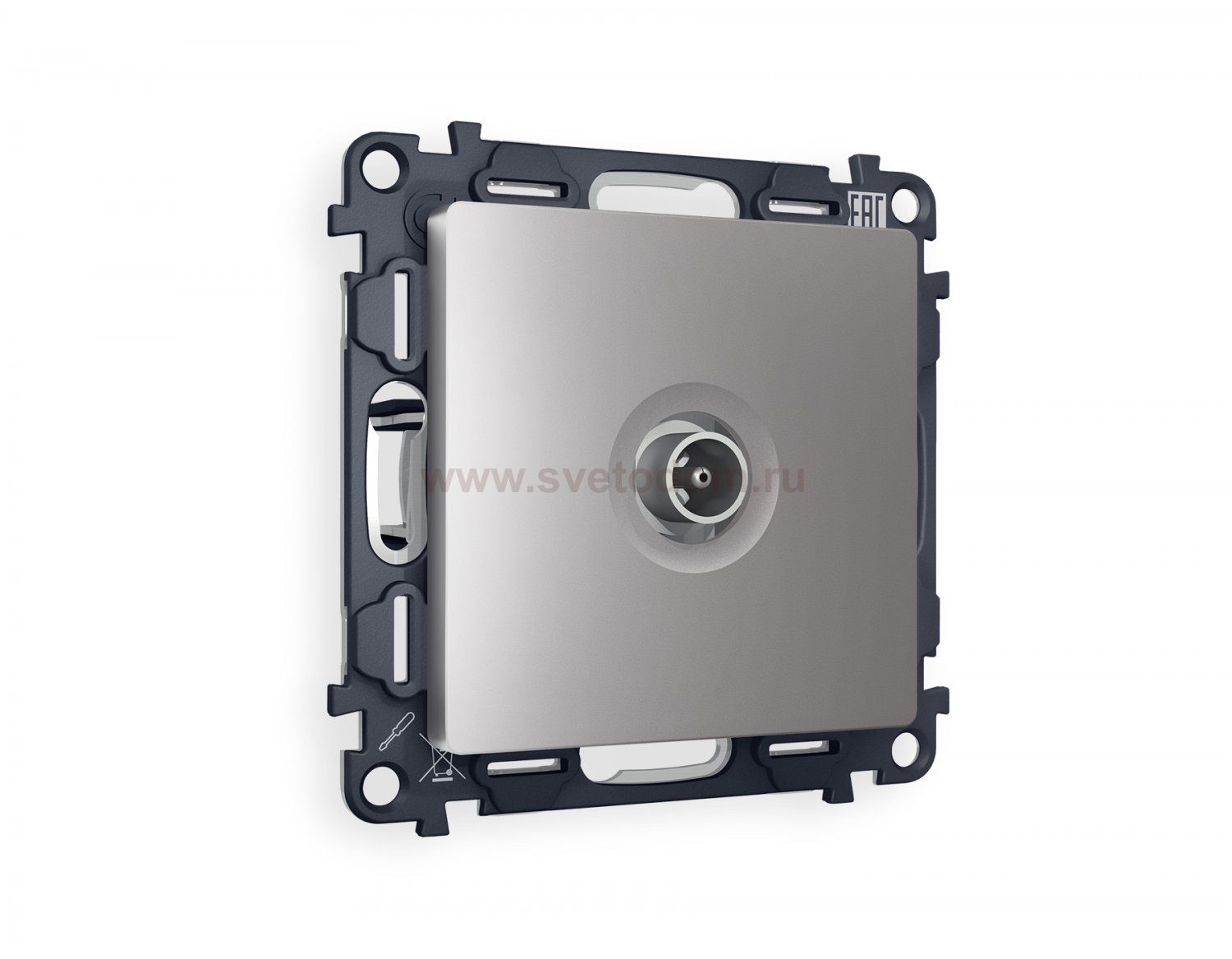 Комплект механизма TV розетки проходной ALFA MA513030 Сталь матовый 5-1000 MHz 4dB QUANT Ambrella Volt