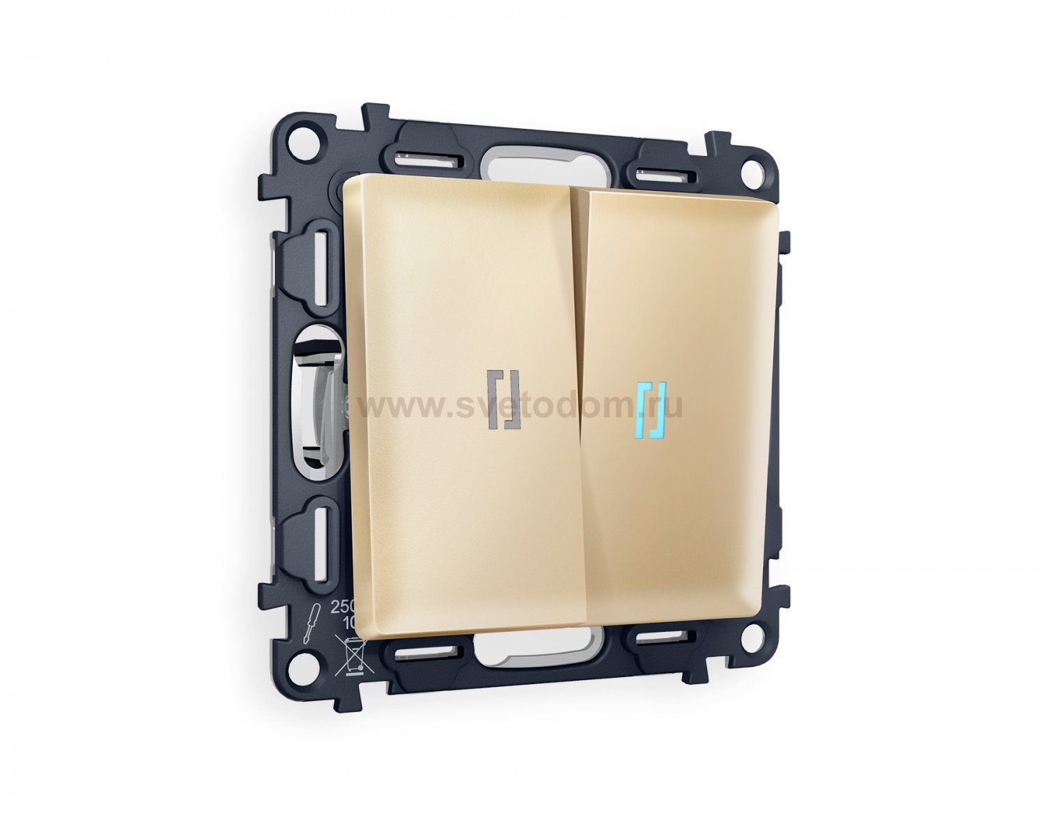 Комплект механизма 2-клавишного выключателя с подсветкой 10000K ALFA MA604020 Шампань QUANT Ambrella Volt