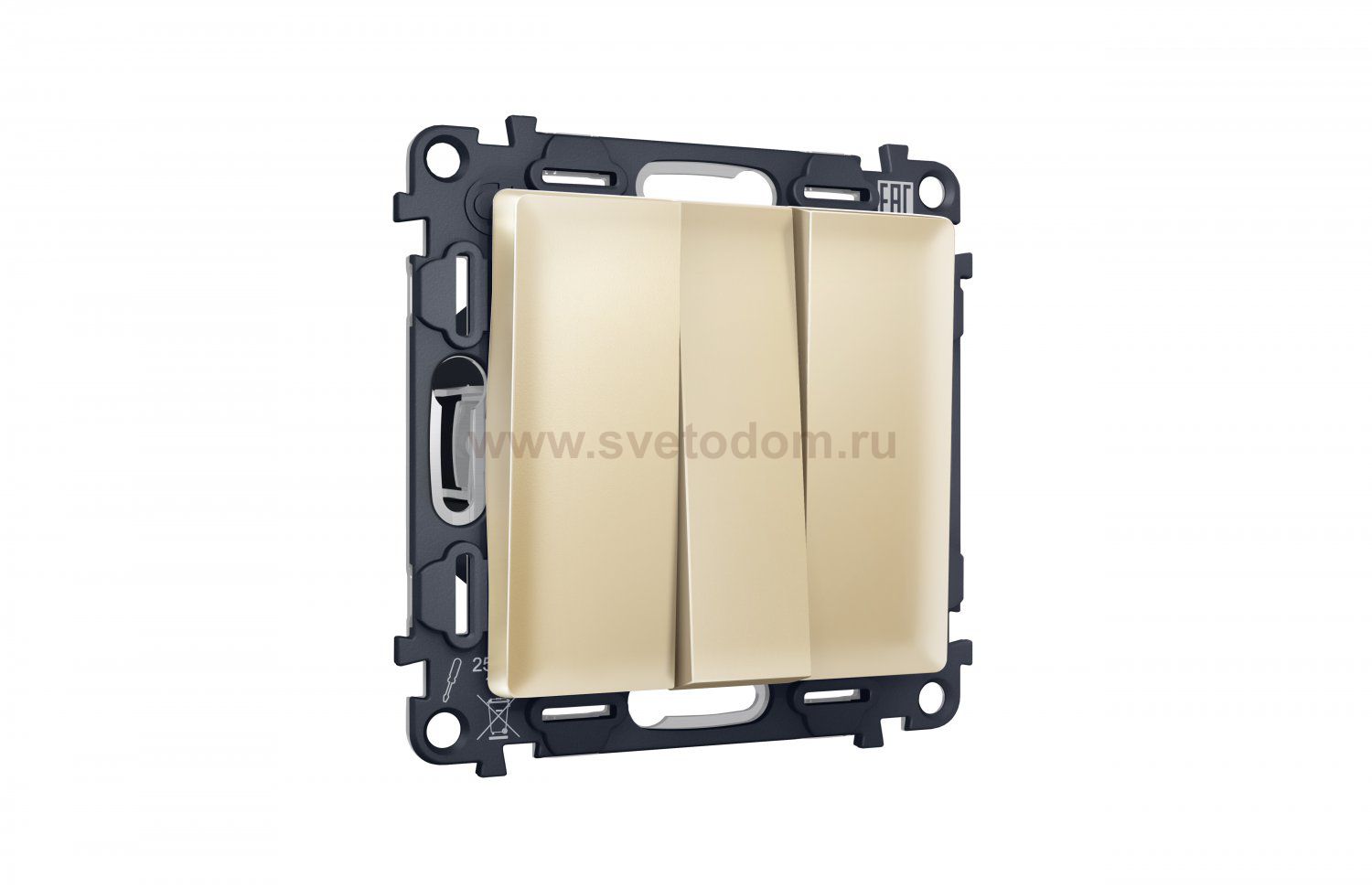 Комплект механизма 3-клавишного выключателя ALFA MA605010 Шампань QUANT Ambrella Volt