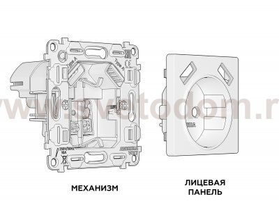 Комплект механизма электрической розетки ALFA MA609010 Шампань 2USB A+A 18W быстрая зарядка с заземлением и шторками 2P+E 16A-250V QUANT Ambrella Volt