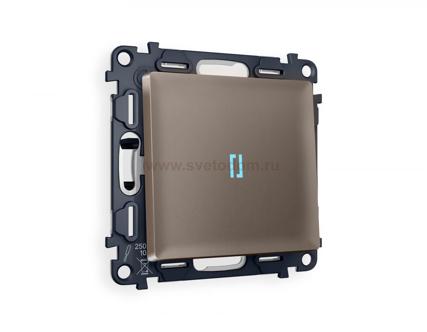 Комплект механизма 1-клавишного проходного выключателя с подсветкой 10000K ALFA MA632040 Темная бронза матовый QUANT Ambrella Volt