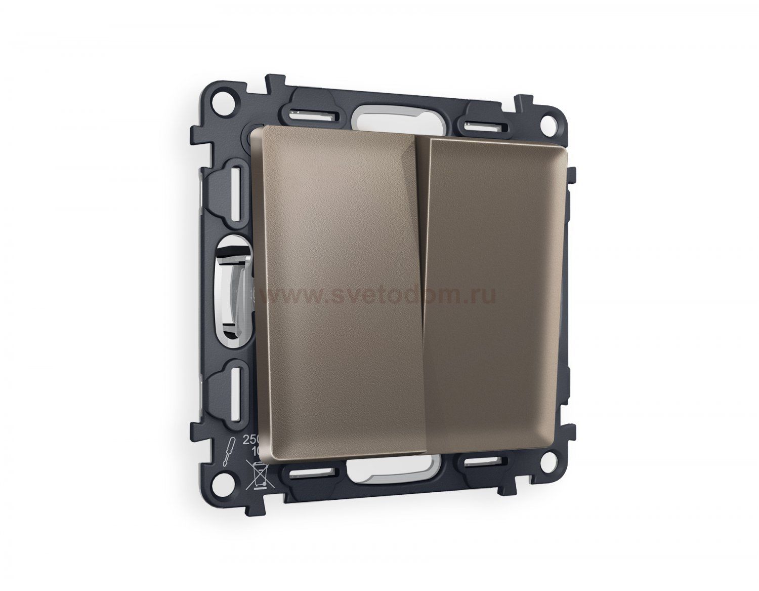 Комплект механизма 2-клавишного проходного выключателя ALFA MA633020 Темная бронза матовый QUANT Ambrella Volt