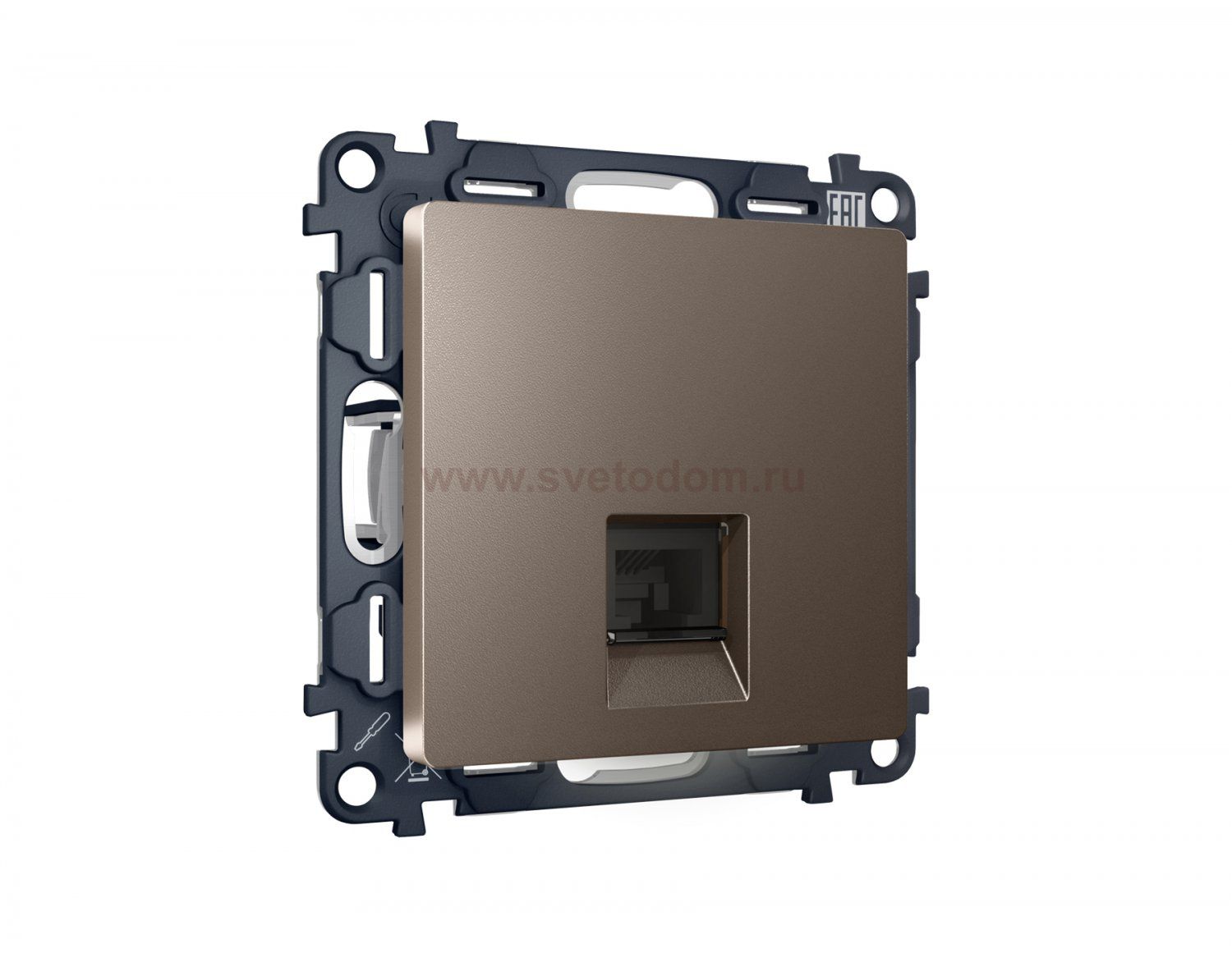 Комплект механизма компьютерной розетки ALFA MA642010 Темная бронза матовый RJ-45(8P8C) CAT6 с защитной шторкой QUANT Ambrella Volt