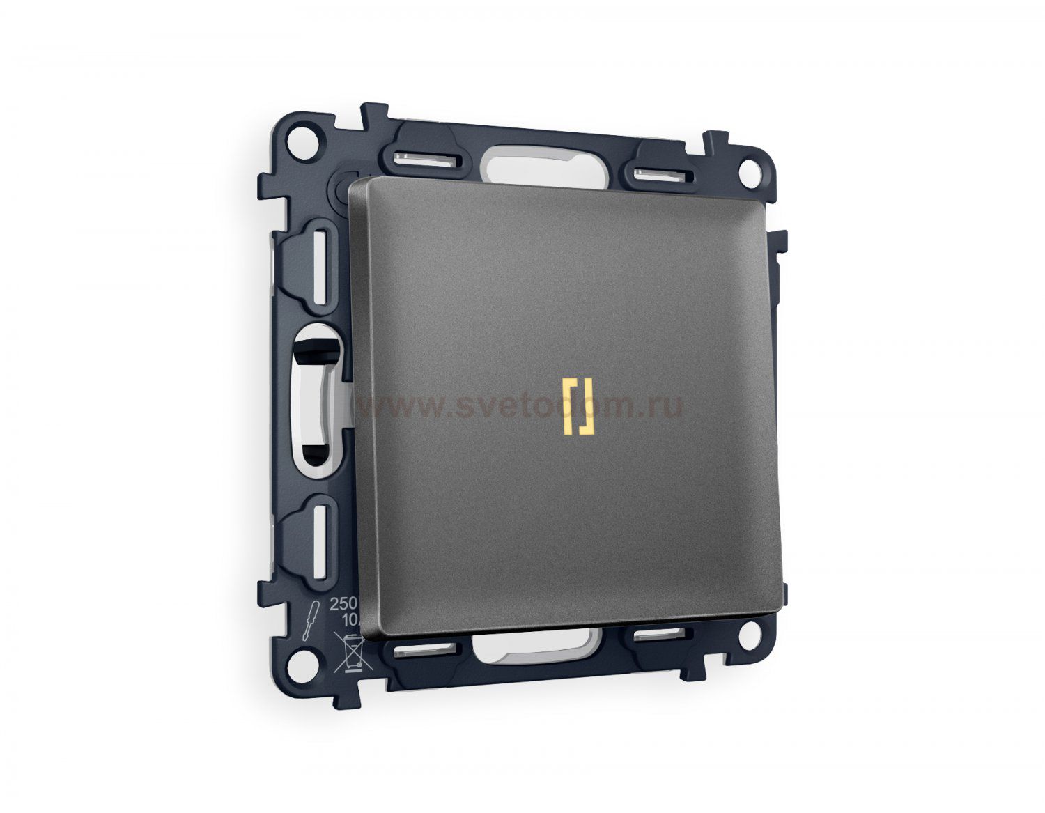 Комплект механизма 1-клавишного выключателя с подсветкой 3200K ALFA MA652010 Антрацит серый QUANT Ambrella Volt