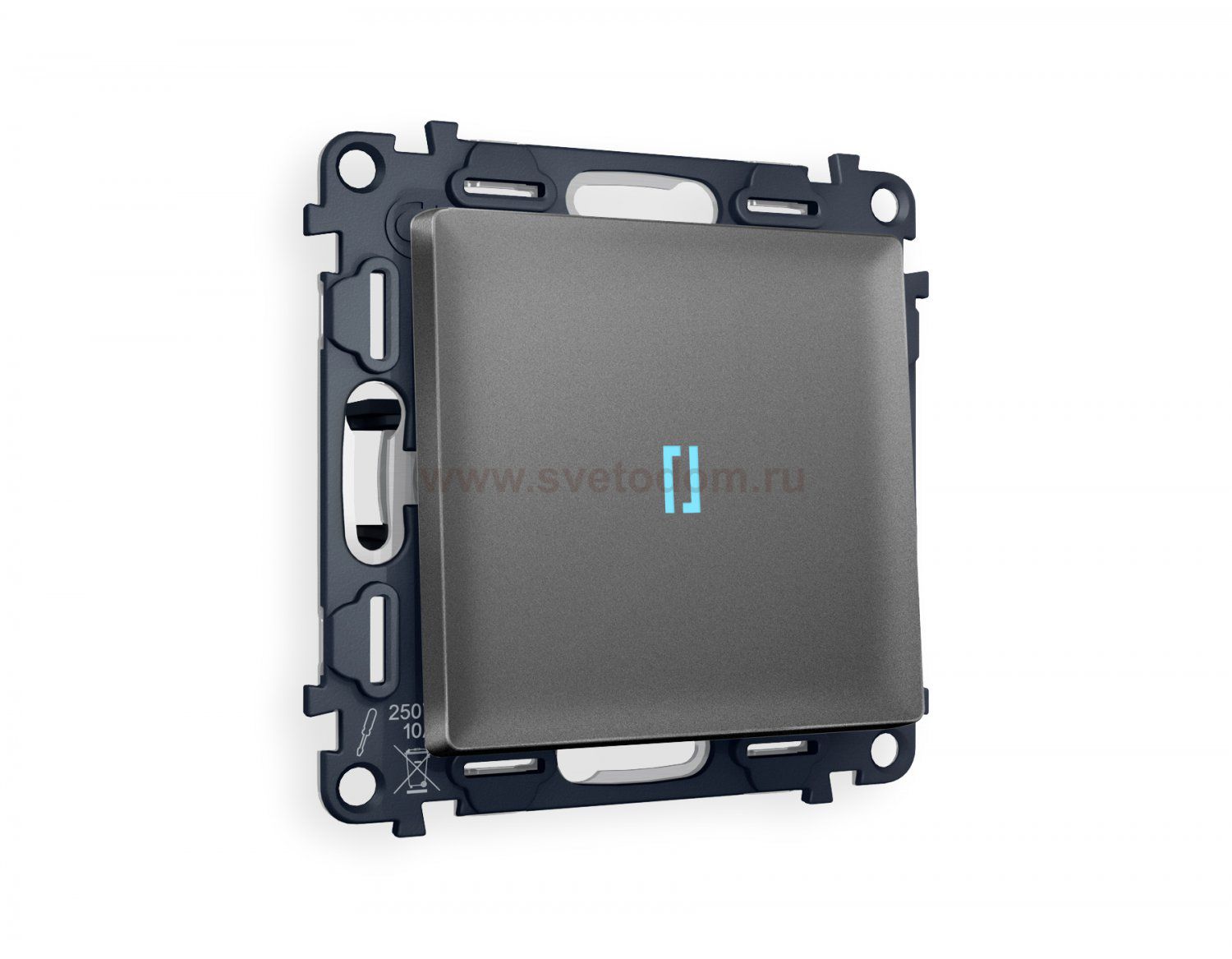 Комплект механизма 1-клавишного выключателя с подсветкой 10000K ALFA MA652020 Антрацит серый QUANT Ambrella Volt