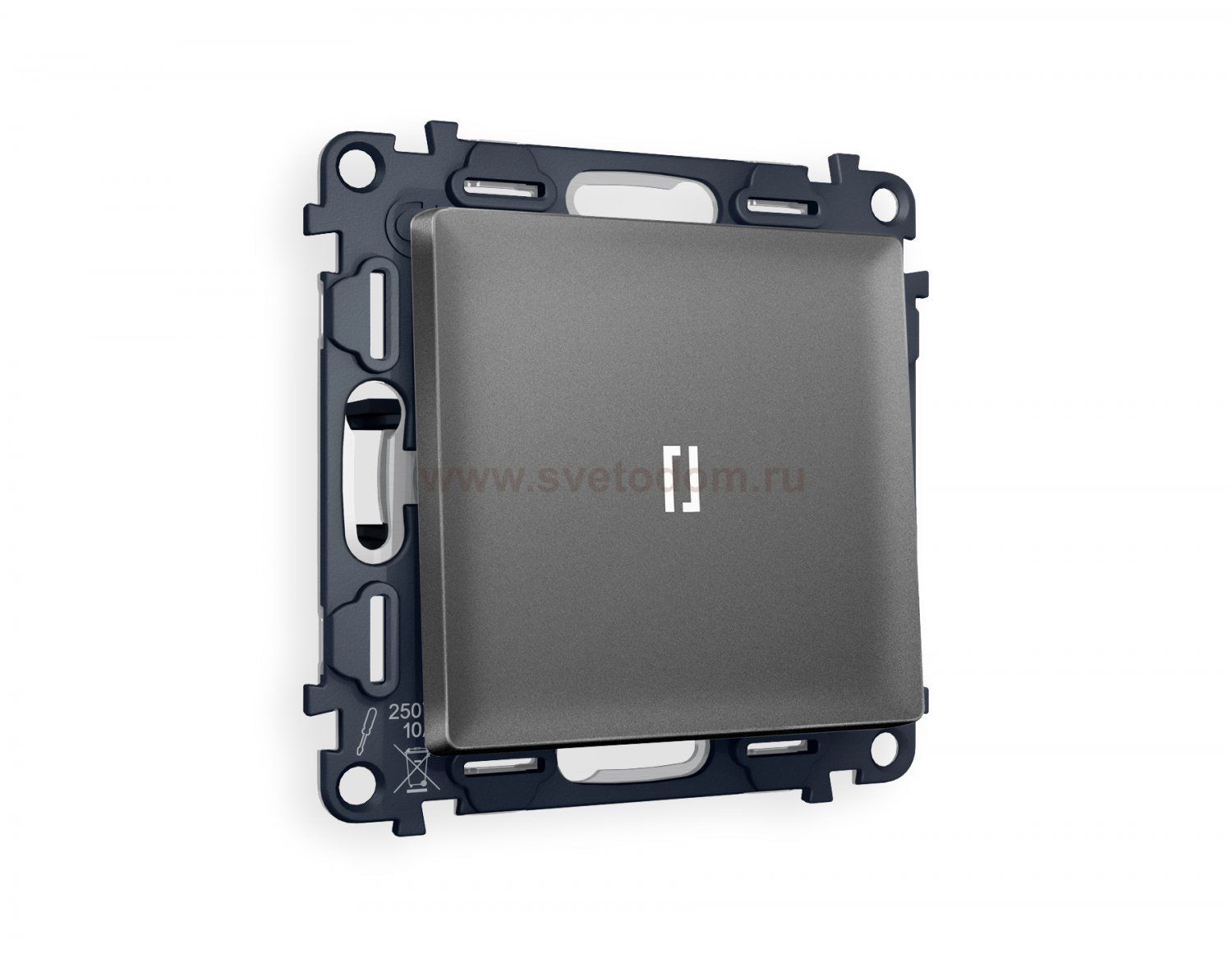 Комплект механизма 1-клавишного проходного выключателя с подсветкой 5600K ALFA MA652035 Антрацит серый QUANT Ambrella Volt