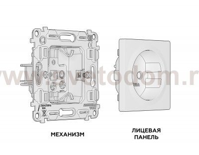 Комплект механизма электрической розетки ALFA MA657010 Антрацит серый с заземлением и шторками 2P+E 16A-250V QUANT Ambrella Volt