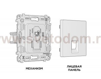 Комплект механизма компьютерной розетки ALFA MA662010 Антрацит серый RJ-45(8P8C) CAT6 с защитной шторкой QUANT Ambrella Volt
