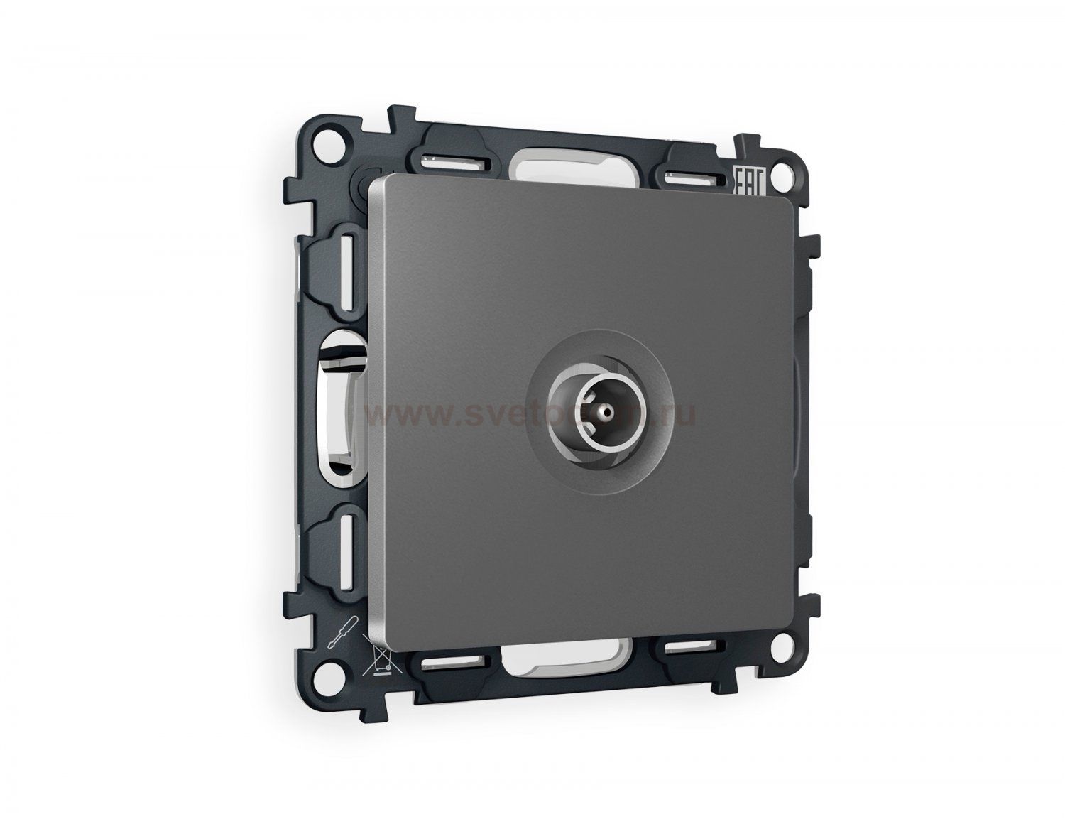 Комплект механизма TV розетки проходной ALFA MA663030 Антрацит серый 5-1000 MHz 4dB QUANT Ambrella Volt