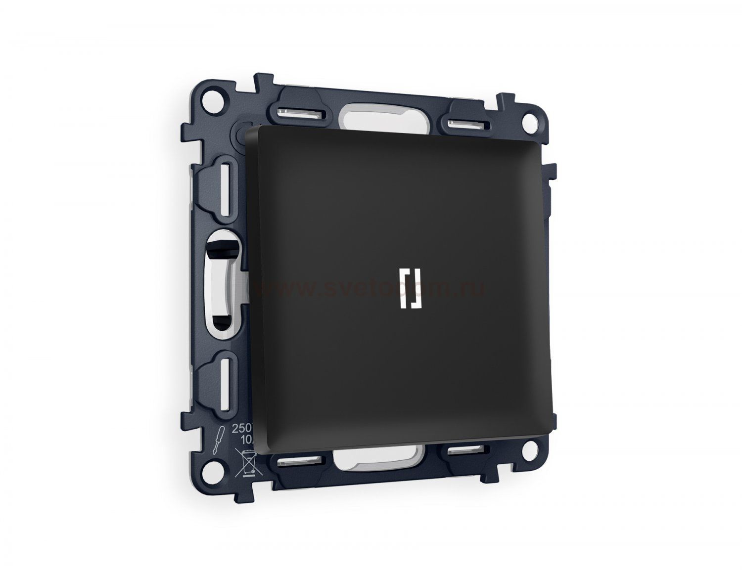 Комплект механизма 1-клавишного выключателя с подсветкой 5600K ALFA MA802015 Черный матовый QUANT Ambrella Volt