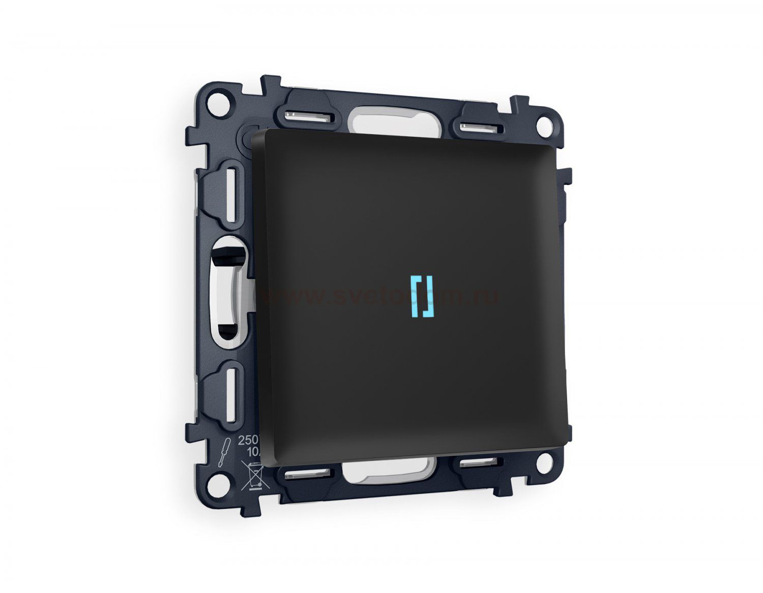 Комплект механизма 1-клавишного проходного выключателя с подсветкой 3200K ALFA MA802040 Черный матовый QUANT Ambrella Volt