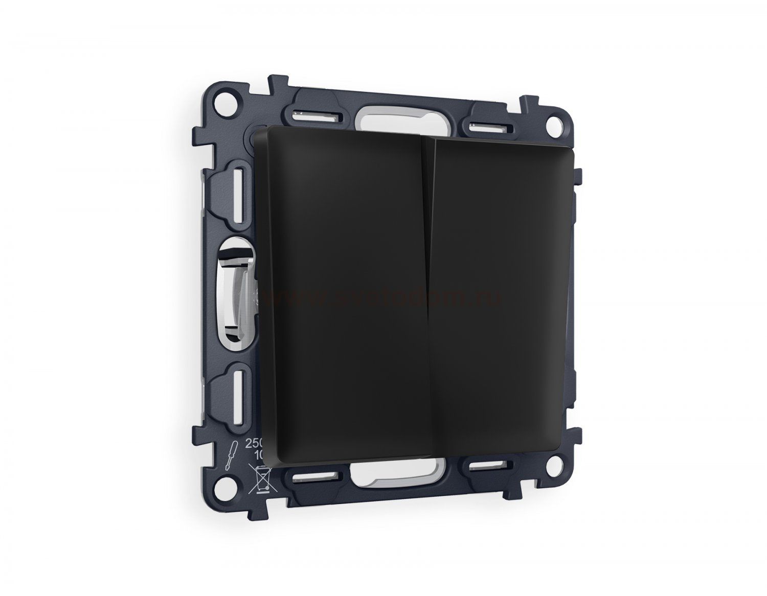 Комплект механизма 2-клавишного проходного выключателя ALFA MA803020 Черный матовый QUANT Ambrella Volt