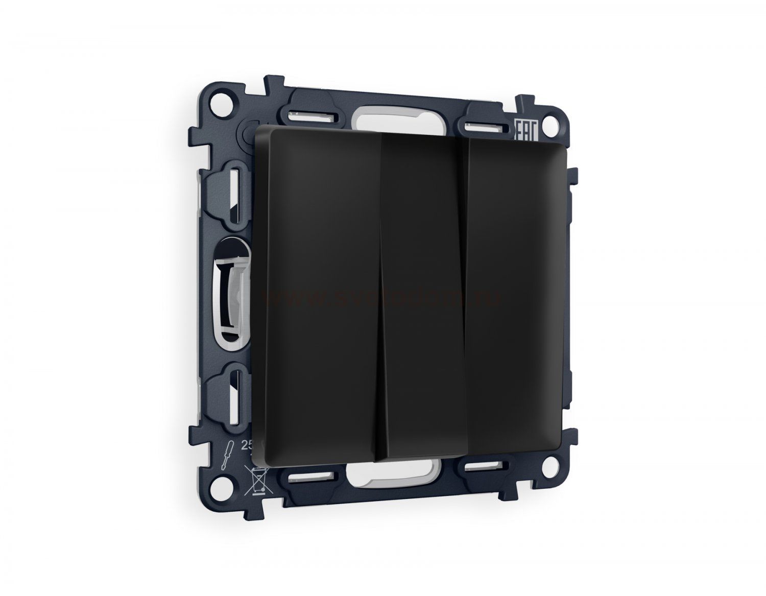 Комплект механизма 3-клавишного выключателя ALFA MA805010 Черный матовый QUANT Ambrella Volt