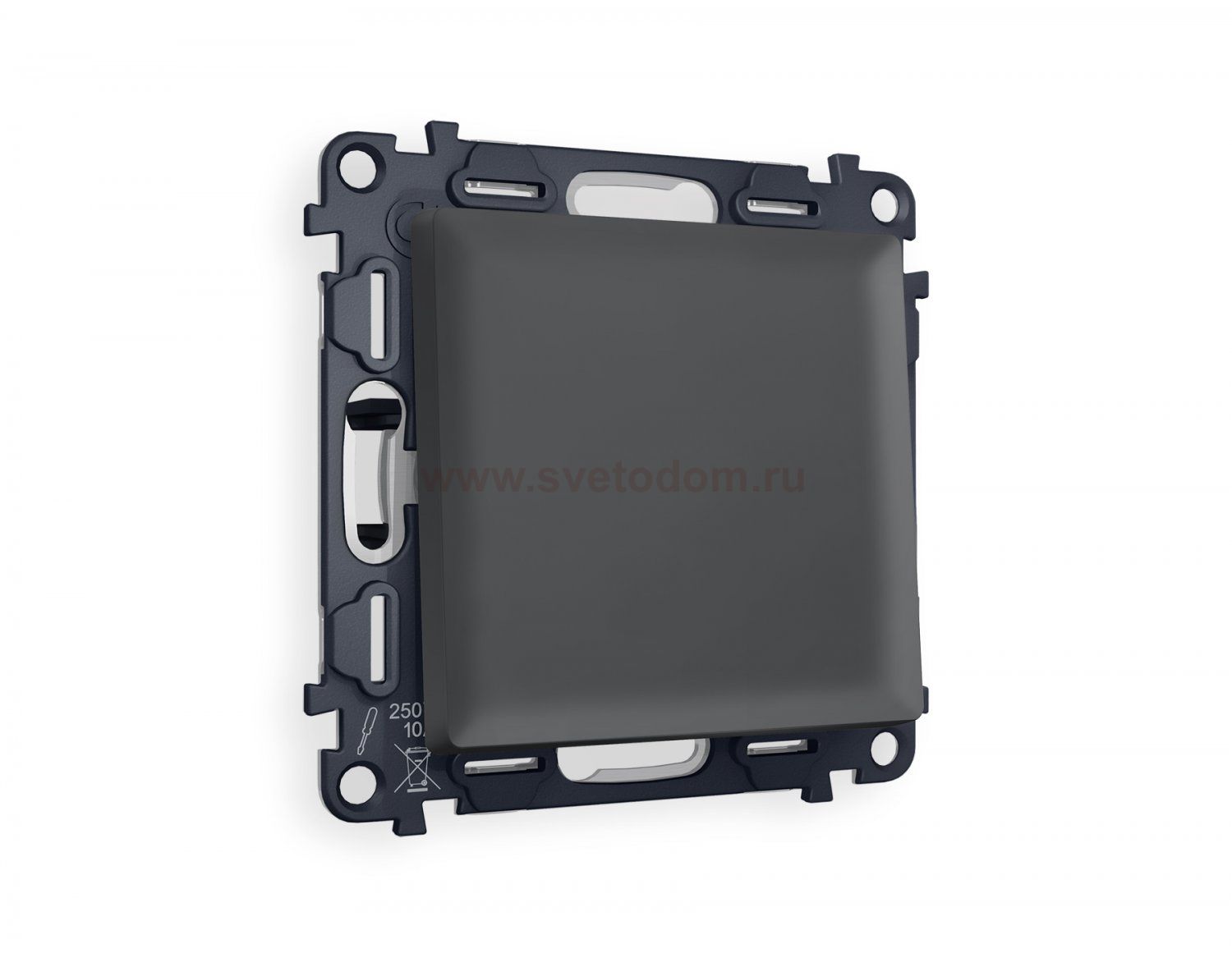 Комплект механизма 1-клавишного выключателя ALFA MA901010 Графит мягкое касание QUANT Ambrella Volt