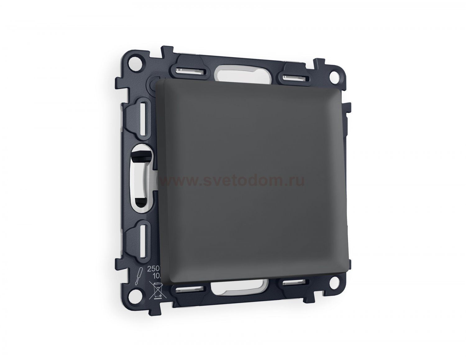 Комплект механизма 1-клавишного перекрестного выключателя ALFA MA901030 Графит мягкое касание QUANT Ambrella Volt