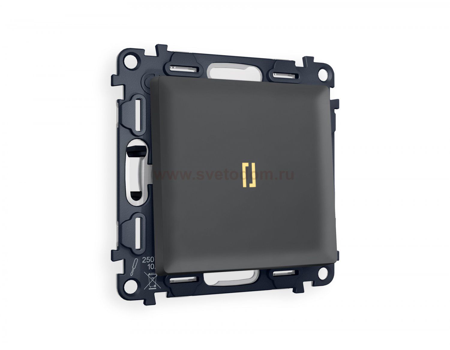 Комплект механизма 1-клавишного выключателя с подсветкой 3200K ALFA MA902010 Графит мягкое касание QUANT Ambrella Volt