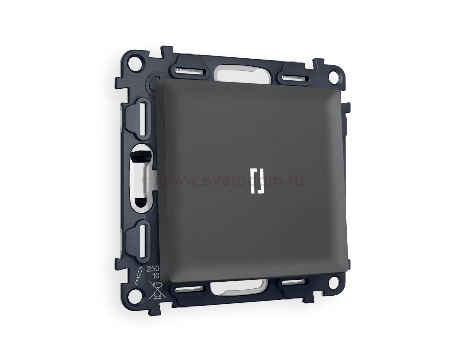 Комплект механизма 1-клавишного выключателя с подсветкой 5600K ALFA MA902015 Графит мягкое касание QUANT Ambrella Volt