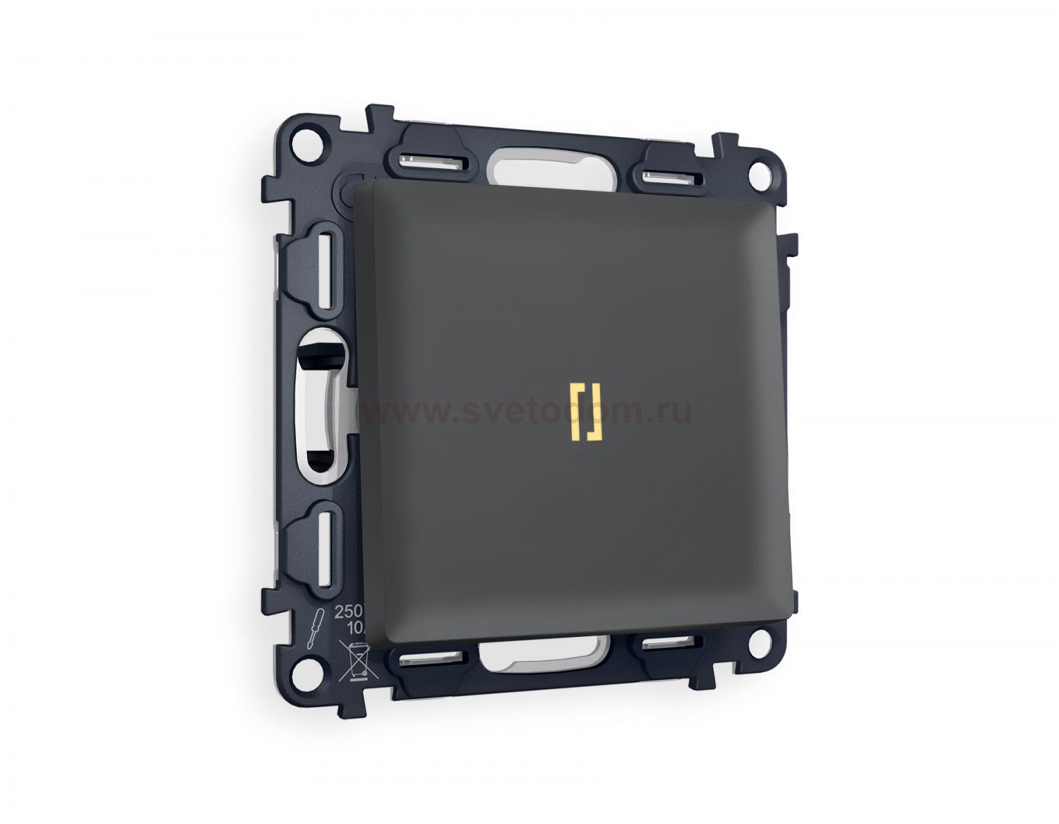 Комплект механизма 1-клавишного проходного выключателя с подсветкой 3200K ALFA MA902030 Графит мягкое касание QUANT Ambrella Volt