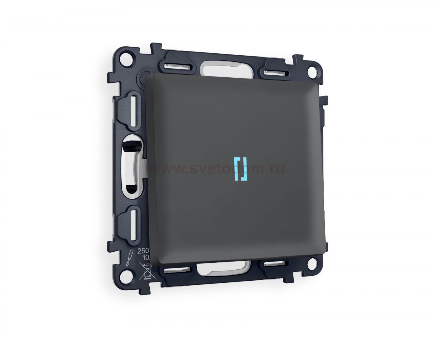 Комплект механизма 1-клавишного проходного выключателя с подсветкой 10000K ALFA MA902040 Графит мягкое касание QUANT Ambrella Volt