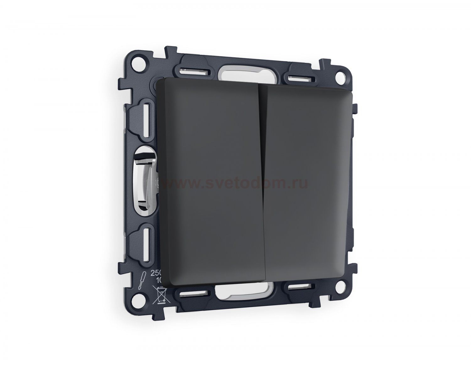 Комплект механизма 2-клавишного проходного выключателя ALFA MA903020 Графит мягкое касание QUANT  Ambrella Volt